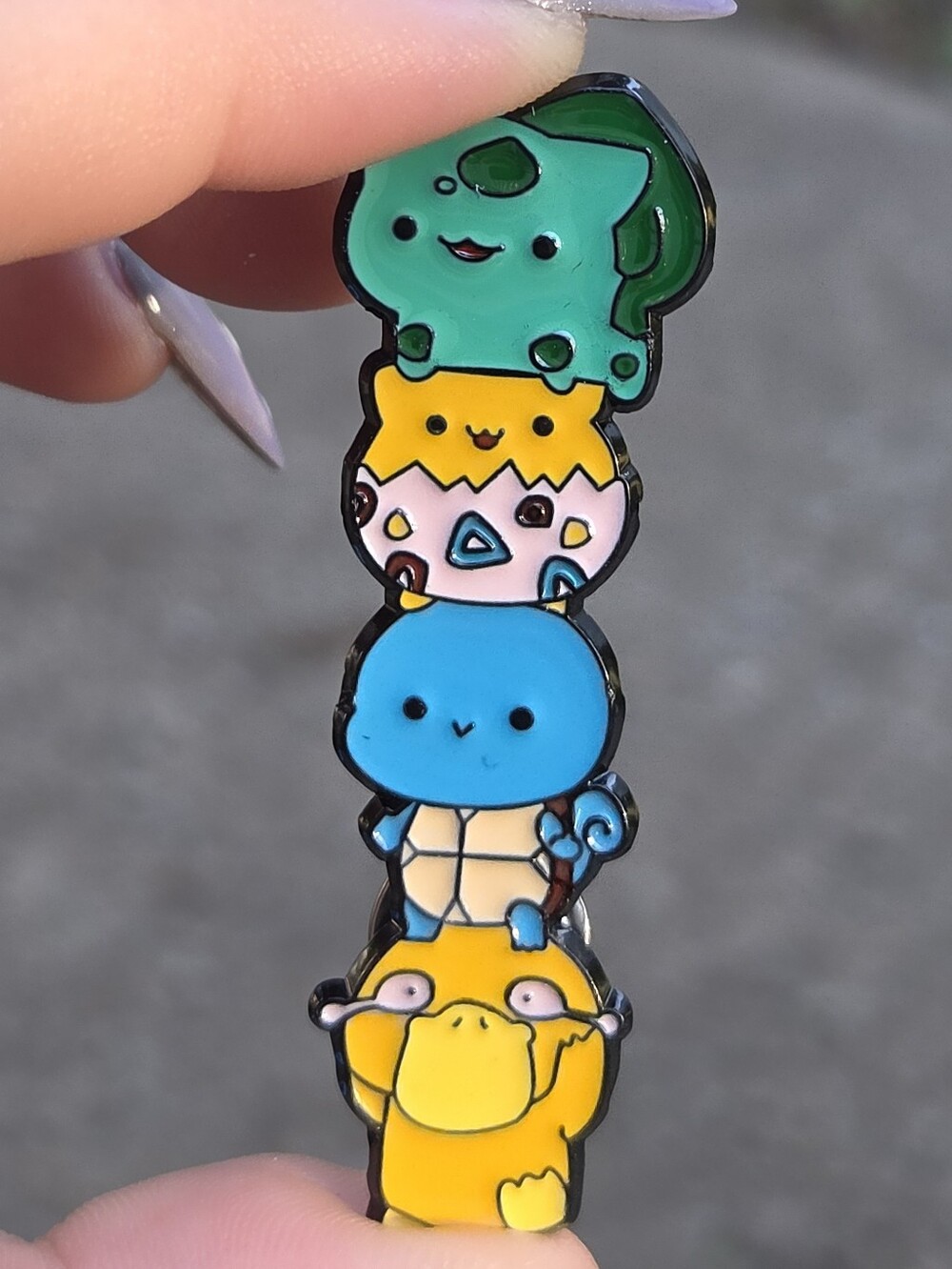 Pokemon Stacked Kawaii Enamel Pin - Blue/Green/Yellow